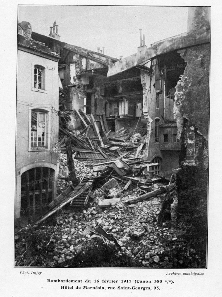 Le bombardement du 16 février 1917 à Nancy (Photographie Dufey, archives municipales)